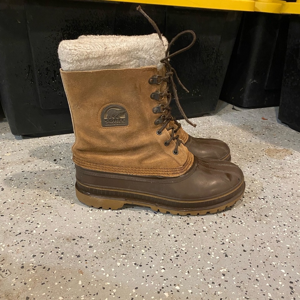 Sorel Tan and Brown Lace-Up Boots